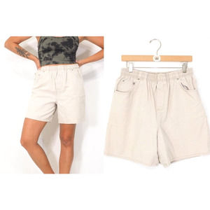 90s Vintage Beige Tan Relaxed Loose‎ Fit Jean Shorts Size Medium 100% Cotton